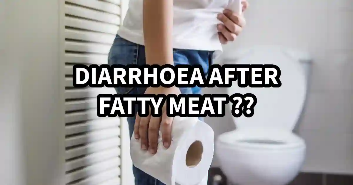 Young boy holding tissue paper in a toilet with stomach discomfort, illustrating diarrhea after eating fatty food