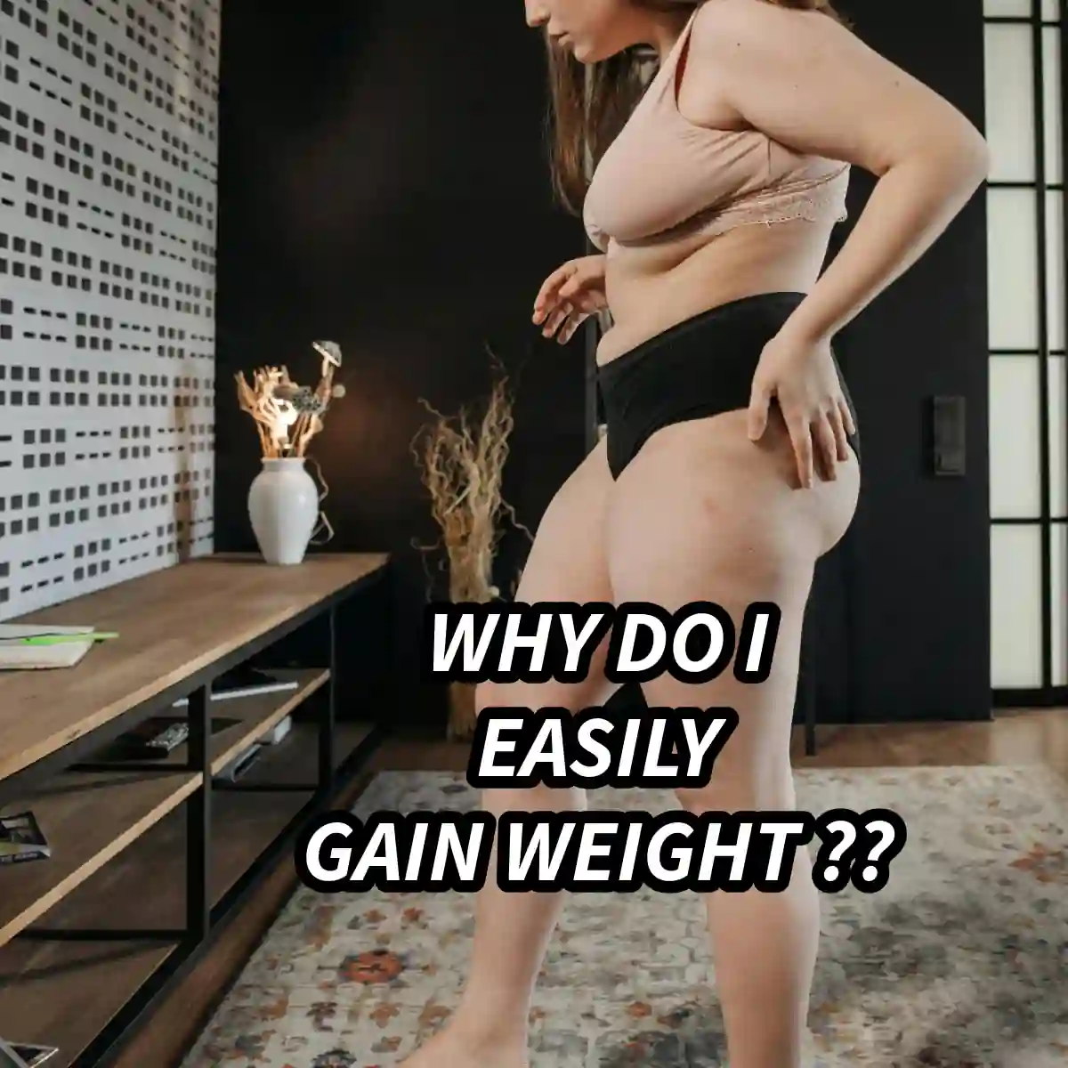 Woman measuring body weight on a scale as part of weight management
