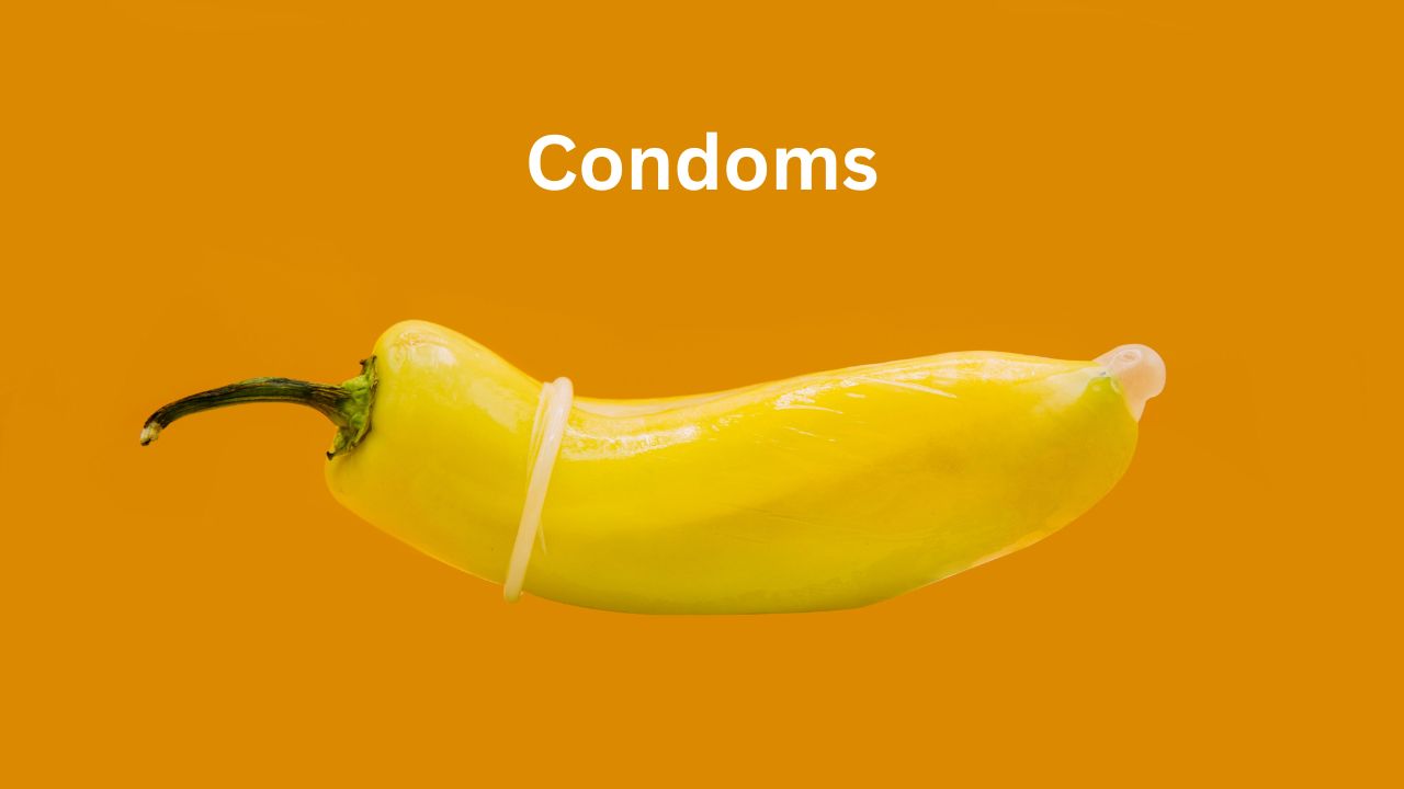 A picture showing a condom.